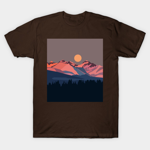 Sunset in snowy mountains by BumbleBambooPrints